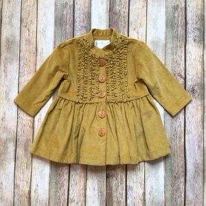 SweetHoney Mustard Corduroy Ruffle Coat